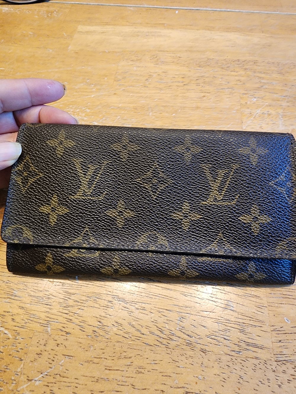Louis Vuitton Monogram Fold-Over Wallet - Brown & Gold Accents